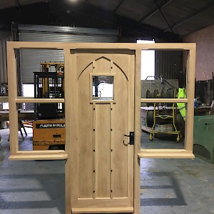 wooden door finished in Oak handcrafted in Norfolk
