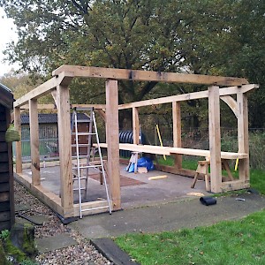 Oak framed garage construction, Norfolk