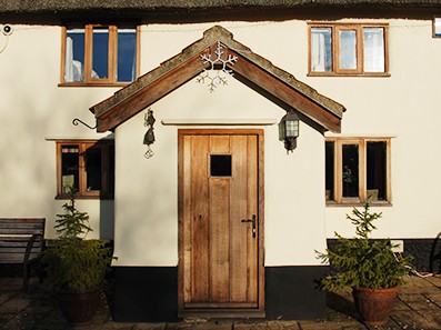 Oak framed Entrance Hall at Turnpike Cottage, Norfolk