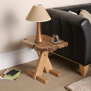 Bespoke lamp table using reclaimed wood.