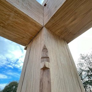 Stop champher for garden room construction.