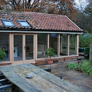 Oak Garden Room with wooden velux windows, Norfolk