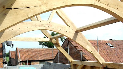 Intricately cut Oak trusses 5