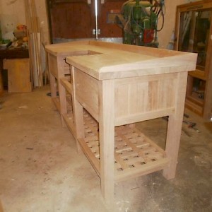 Oak kitchen units made in or workshop.