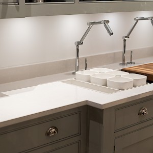 Bespoke kitchen design with splash taps.