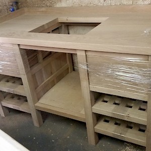 Oak sink unit.